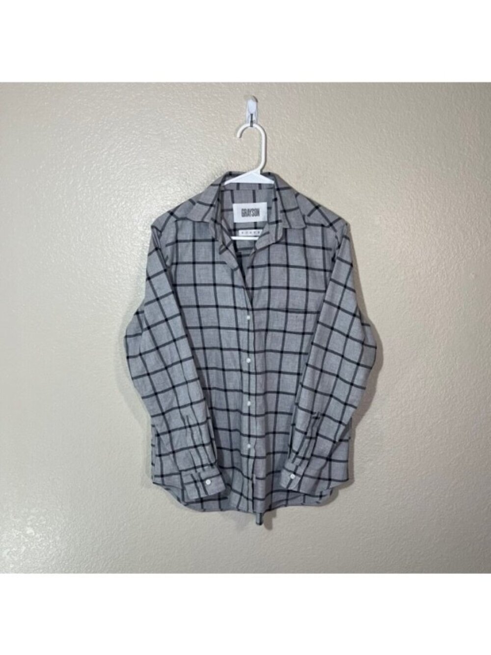 Grayson Shirt Womens 02 (Medium) The Hero Gray Black Check Button Up